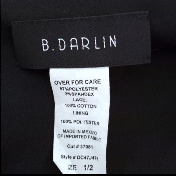 B. DARLIN BLACK & PEACH FLORAL HIGH NECK FIT & FLAIR DRESS SZ.1/2 EUC - Picture 7 of 9